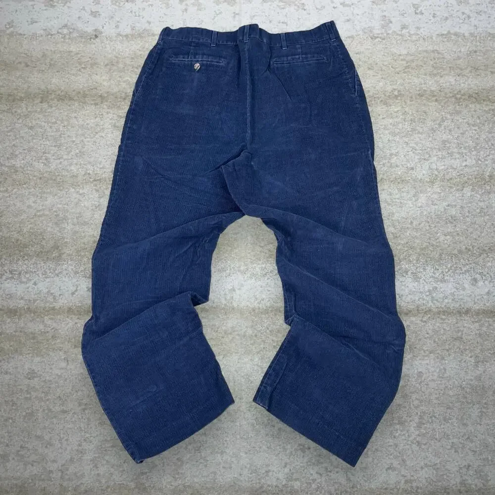 Vintage 90s Reed St James Corduroy Pants 38x32 Baggy Wide Leg Navy Blue Cotton